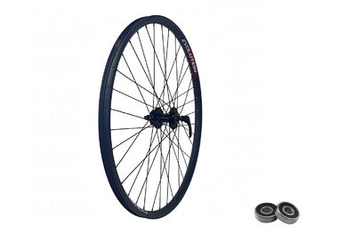 Колесо в сборе 27,5" переднее алюминиевая втулка WZ-A282FQD, Дисковая (6 винтов) на промподшипниках, эксцентрик, черные спицы, пистонированный двустеночный обод EVOLUTION DW (УТ00020766)