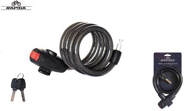 Замок противоугонный 15 х 1200 мм, трос в пластик. оболочке, 2 ключа, блистер, DR-8241Q, RAPIDA (УТ00028262)