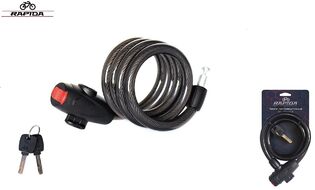Замок противоугонный 15 х 1200 мм, трос в пластик. оболочке, 2 ключа, блистер, DR-8241Q, RAPIDA