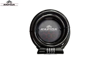 Замок противоугонный 12х1200 мм, трос в пластик. оболочке, кодовый, DR-5104, RAPIDA (УТ00031987)