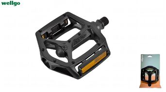Педали WELLGO, платформенные (комплект 2 шт.), алюминиевые, ось 9/16", 112x102 мм, с шипами, B249DU