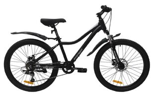 Велосипед AVENGER A241D (24" 6 ск. рост. 13") ALU, черный матовый/серебристый, A241D-BK/GR(25)