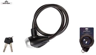 Замок противоугонный, 10 х 1000 мм, трос в пластик. оболочке, 2 ключа, блистер, RP-8210, RAPIDA