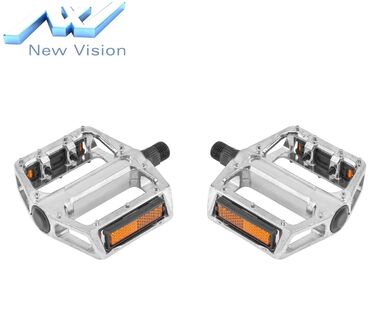 Педали платформенные (комплект 2 шт.) 9/16", 110x100 мм, алюминиевые, с шипами, HF-805, New Vision (серебристый, УТ00022718)
