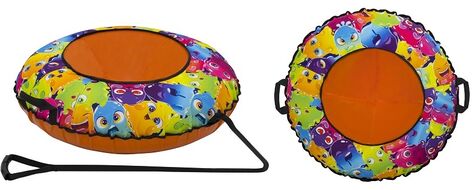 Санки надувные "Ватрушка" ПВХ/Oxford 93 см, с принтом "SLIME" (Orange/Blue) (УТ00025592)