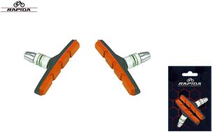 Тормозные колодки 70 мм (пара) V-Brake, BS-124, RAPIDA, оранжевый/черный