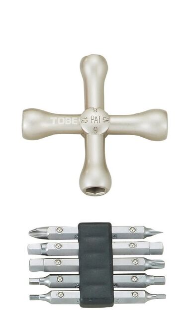 Крестообразный ключ TOBE шестигранники 2/2.5/3/4/5/6 мм, накидные 8/9/10 мм, адаптер с битами, T25, Phillips 2, slotted 4 мм, B256045 (TB_2141)