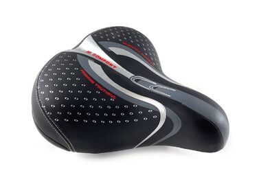 Седло комфорт 300х280 мм ES-010 на пружинах, с замком, Comfort XL (Black/Grey, УТ00022096)