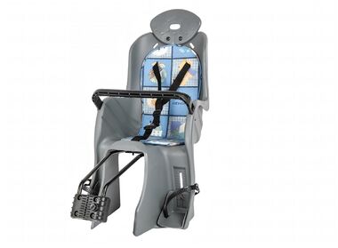 Кресло детское, быстросъемное, YC-831, крепление заднее, дугой на раму, нагрузка до 22 кг, с подголовником, регулировка высоты для ног, цвет серый, TW (YC-831Gray)