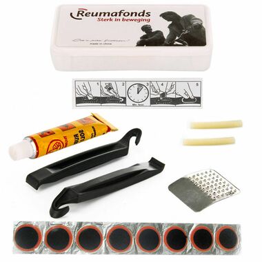 Аптечка велосипедная (8 заплаток, шкурка, клей, 2 монтажки) в пластковом боксе, GJ-015-1