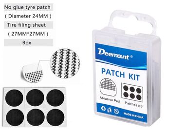 Аптечка велосипедная PatchKit, заплатки, 6 шт., самоклейки, шкурка, пластиковый бокс, DEEMOUNT