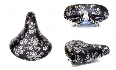 Седло комфорт 245х210 мм HF-AZ-0801B с замком (black/flower, УТ00019353)