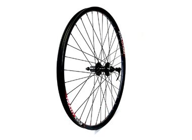 Колесо в сборе 26" заднее, алюминиевая втулка WZ-A282RQ, на промподшипниках, Дисковая (6 винтов) под кассету 8/10 ск., 10 мм (эксцентрик), пистонированный двустеночный обод EVOLUTION Rims DW (УТ00020761)