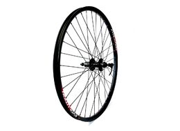 Колесо в сборе 26" заднее, алюминиевая втулка WZ-A282RQ, на промподшипниках, Дисковая (6 винтов) под кассету 8/10 ск., 10 мм (эксцентрик), пистонированный двустеночный обод EVOLUTION Rims DW