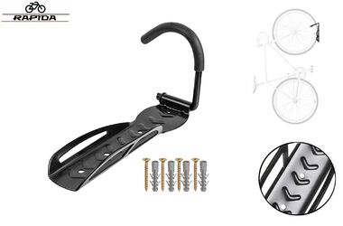 Крюк стальной настенный складной, крепление за колесо, GJ-1004 (черный, УТ00021957)