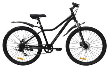 Велосипед AVENGER C270D (27,5" 7 ск. рост. 15") черный матовый/серебристый, C270D-BK-15(26)