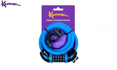 Замок противоугонный KLONK, 12×1200 мм, трос в пластик. оболочке, кодовый, KLK-13023, Blue/Black
