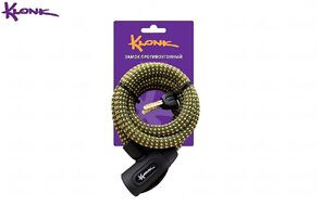 Замок противоугонный KLONK, 12×1500 мм, трос в тканевой оплетке, ключи, KLK-13005, Military/Black