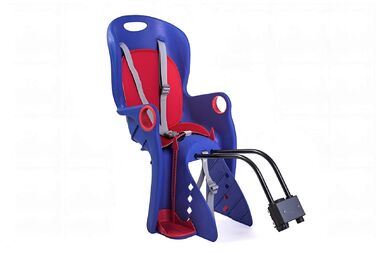 Кресло детское быстросъемное BQ-08, крепление заднее, дугой на раму, на подседельный штырь/багажник, регулировка для ног, нагрузка 22 кг, синее (УТ00019199)