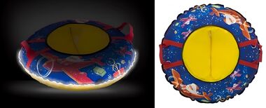 Санки надувные "Ватрушка" ПВХ/Oxford LED, 93 см, с принтом "VOYAGE", с LED подсветкой (Blue/Yellow) (УТ00025587)