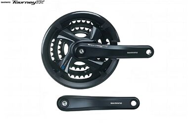 Комплект шатунов (система) 175 мм, SHIMANO FC-TX801 TOURNEY TX, алюминиевые шатуны, под квадрат, SQR, 3х7/8 скор., с защитой, 48х38х28T (черный, AFCTX801E888CL)