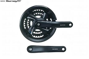 Комплект шатунов (система) 175 мм, SHIMANO FC-TX801 TOURNEY TX, алюминиевые шатуны, под квадрат, SQR, 3х7/8 скор., с защитой, 48х38х28T (черный, AFCTX801E888CL)