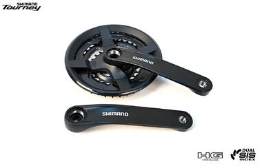 Комплект шатунов (система) 175 мм, SHIMANO FC-TY301 TOURNEY, алюминиевые шатуны, под квадрат, SQR, с защитой, 48х38х28T (черный, AFCTY301E888CL)