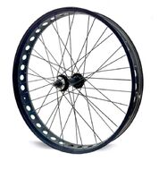 Колесо в сборе 26" FAT заднее, алюминиевая втулка,  дисковая (6 винтов) под трещотку, 3/8" (гайка), усиленный обод, спицы черные, FAT Bike (УТ00021113)