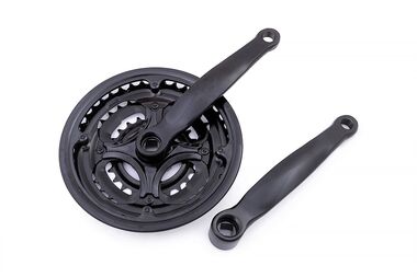 Комплект шатунов (система) 170 мм, 28/38/48Т, 9/16", D-EDх3, сталь, с пластик. защитой, SAIGUAN, DC-304D (черный, RCWDC304D002)