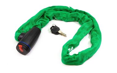 Замок противоугонный - цепь 6 x 1200 мм, 2 ключа, тканевая оплетка, Golden KEY, GK105.308 (зеленый, УТ00024042)