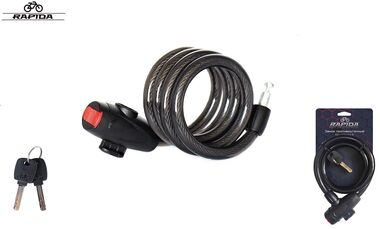 Замок противоугонный, 12 х 1200 мм, трос в пластик. оболочке, 2 ключа, блистер, RP-8241, RAPIDA (черный, УТ00028152)