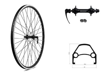 Колесо в сборе 26" переднее, алюминиевая втулка NOVATEC A361SBT, на промподшипниках, V-Brake, эксцентрик, пистонированный двустеночный алюминиевый обод (УТ00015011)
