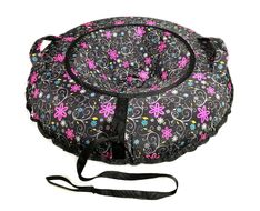 Санки надувные "Ватрушка "Цветы на черном"