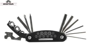 Набор инструментов RAPIDA, складной, 15 в 1, ключи шестигранники 2/2.5/3/4/5/6 мм, отвертки +/-, 3 головки 8/9/10 мм, рожковые ключи, RPD-TQ01