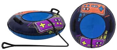 Санки надувные "Ватрушка" ПВХ-ПВХ 107 см  Comfort, с принтом ТТ "PLAY" (Blue/Orange) (УТ00025597)