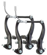 Рычаги тормозные V-brake алюминиевые, комплект 2 пары, 107 мм, с колодками 60 мм, ZQ-1019 (анодированный черный, УТ00024068)