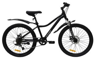 Велосипед AVENGER C241D (24" 6 ск. рост. 13") черный матовый/серебристыйй, C241D-BK/SL(25)