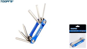 TOOPRE Набор инструментов складной, 6 предметов, шестигранники 3/4/5/6 мм, 2 отвертки, алюминиевый держатель, TL-833