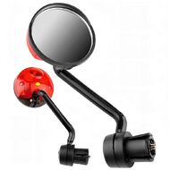 Зеркало заднего вида, круглое, с фонариком, мигалкой, крепление в руль, JY-5, блистер