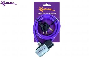 Замок противоугонный KLONK, 12×1200 мм, трос в пластик. оболочке, ключи, KLK-13014, Violet