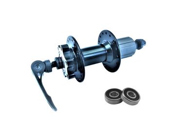 Втулка задняя алюминиевая, под кассету 8/10 ск., на промподшипниках, 32 отв., дисковая (6 болтов), 135 мм, 10 мм (эксцентрик), 145 мм, ZP-1023R (черный, УТ00021960)