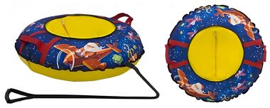 Санки надувные "Ватрушка" ПВХ/Oxford 93 см, с принтом "VOYAGE" (Blue/Yellow) (УТ00025588)