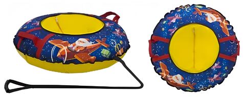 Санки надувные "Ватрушка" ПВХ/Oxford 93 см, с принтом "VOYAGE" (Blue/Yellow) (УТ00025588)