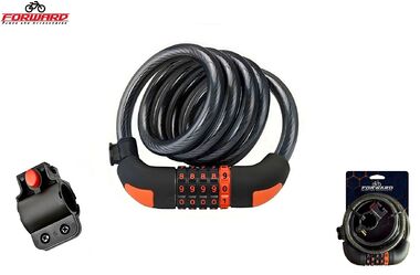 Замок противоугонный, 10 х 1500 мм, трос в пластик. оболочке, кодовый, блистер, RP-8228, FORWARD (черный, УТ00032263)