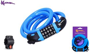 Замок противоугонный KLONK, 12×1200 мм, трос в пластик. оболочке, кодовый, KLK-13023, Blue/Black