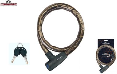 Замок противоугонный, 22 х 1000 мм, трос в пластик. оболочке, 2 ключа, блистер, RP-4121, FORWARD (черный, УТ00032261)
