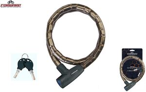 Замок противоугонный, 22 х 1000 мм, трос в пластик. оболочке, 2 ключа, RP-4121, FORWARD (черный)