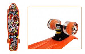 Скейтборд (пенниборд) PNB 22" Print "Rock All Star", светящиеся колеса, подвеска - Alu, ABEC-7 (оранжевый, PNB-07-206)