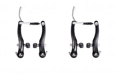 Рычаги тормозные V-brake алюминиевые, RADIUS, комплект 2 пары, 110 мм, с колодками 60 мм, V-993DG (черный, УТ00031271)