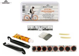 Аптечка велосипедная (8 заплаток, клей, 2 монтажки) в пластковом боксе